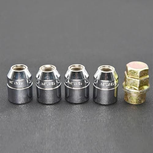 Radmuttern M12X1,5 4 Stück Muttern + 1 Schlüssel, Geschlossenes Ende, Auto-Rad-Sicherungsmuttern, Felgen-Sicherungs-Radmuttern, Chrom-Radschrauben, Muttern, Schrauben, Autoreifen-Mutter, Radbolzen