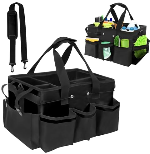 Ruaizel Cleaning Caddy Bag, Cleaning Caddy Bag with Detachable Dividers | Multi-Pocket, Adjustable Shoulder Strap and Waist Belt, for Cleaners & Housekeepers, 40x23.5x27.5 cm