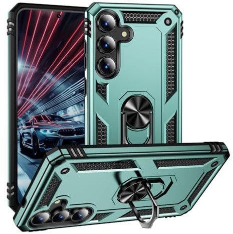 yanzi Compatible with SamSung Galaxy S25 FE Phone Case(2025)+3D Tempered Glass[Military-Shockproof]-[Kickstand] Bumper TPU Silicone Protection Smartphone Cover for Galaxy S25 FE-Green