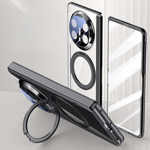 Smartphone-Klapphülle Stand Case Compatible with Huawei Mate X6 5G Case Clear with Kickstand,Clear Protective Cover with Adjustable Stand & Ring Holder,Anti-Yellowing Design Klapphüllen(Black)
