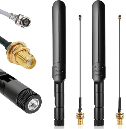 2pcs WLAN-Antenne 2,4 GHz, 5 GHz, 5,8 GHz, 8 dBi, RP-SMA-Steckerantenne mit 25 cm langem Verlängerungskabel von M.2 NGFF auf RP-SMA-Buchse, kompatibel mit M.2 NGFF-WLAN-Adapter, Externe WiFi -Antenne
