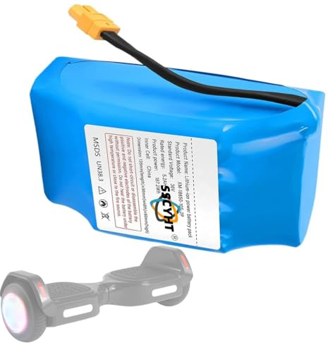 SSCYHT 36v5.2ah, 10S2P 36V 4400mAh 5200mAh Lithium-Ionen-Akku (36 Volt, 4,4 Ah/5,2 Ah) mit XT60-Stecker für Hoverboard- und Balance-Car-Motoren