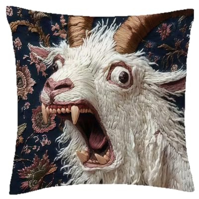 Manolyee Decorative Pillow Covers - 18x18Inch Screaming Goat Plush | Animal Cushion Covers Pillow Cases | for Couch Chair Bedroom Living Room Office Apartment Dorm Hotel Housewarming