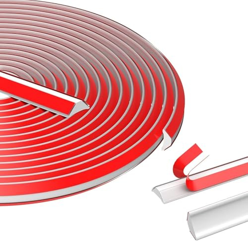PVC Quadrant Trim White,3 Meters PVC Flexible Corner Self Adhesive Decorative Strips, 12mm*6mm Tile Edge Decorative Strips, Skirting Board Trim, for Worktop Ceiling Floor,Caulk Moulding