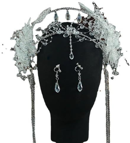 HYFEUOKF Diadema con flecos de cristal y corona de elfo a la moda for mujer, banda for el cabello y elegante