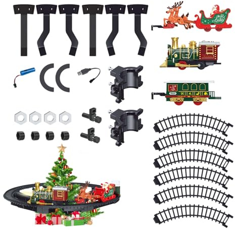 Tren para El Árbol De Navidad - Vehículo Recargable con Vía,Tren Eléctrico para Alrededor del Árbol con Luz Y Música | para Niños De 3+ Años, Hogar, Juego Interior,