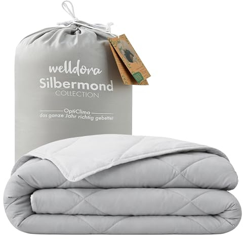 Welldora OPTICLIMA Allergiker Bettdecke 200x200, Premium Sommerdecke | Leichte Decke für Sommer | Dermatest Sehr gut | Waschbar | Bettwäsche verzichtbar | Oeko-Tex-zertifiziert in der Schweiz