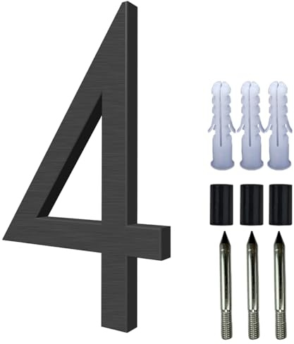 Floating House Number, 5 Inch Aluminum Outdoor House Numbers with Accessories Mailbox & Address Number, Black, 4 Address Numbers Outdoor
