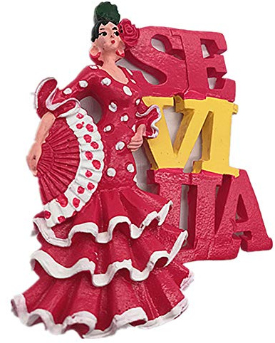 3D-Kühlschrankmagnet, Motiv: tanzendes Mädchen von Sevilla, Spanien, Heim- und Küchendekoration, Magnetaufkleber, Polyresin, Sevilla Spanien, Kühlschrankmagnet, Souvenir, Geschenk