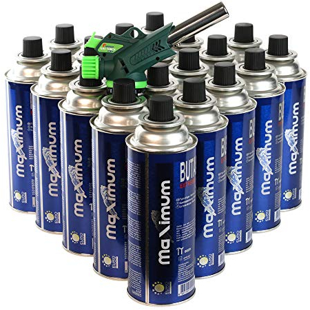 Lötbrenner Gas Torch Gas Pistole Feuerzeug Flambierbrenner mit Piezo Zündung im Set 4-28 Gaskartuschen Maximum (20)