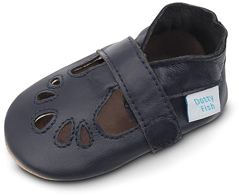 Dotty Fish Sandales Bébé Cuir Semelle Souple - Bleu 6-12 mois
