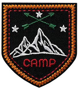 Mono-Quick Bügelbild Aufnäher Patch Applikation zum Aufbügeln Wappen Outdoor Camp 5,0 x 5,5 cm