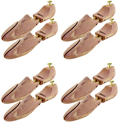 Sneakerprofi Schuhspanner aus Zedernholz Echtholz für Damen und Herren mit Doppelfeder Optimale Passform und Ventilation 4 Paar, Schuhspanner:42/43