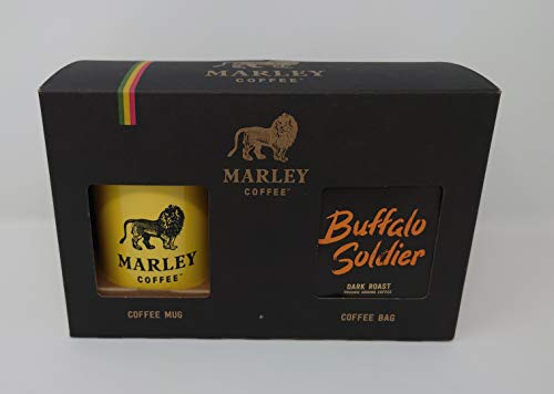 Marley Coffee Gift Set - Buffalo Soldier Dark Roast Ground Coffee 227g And Marley Coffee Mug - Presentation Gift Box - From The Marley Family - V60 Filter Cafetiere Aeropress