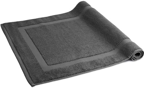 herzbach home Badvorleger 100% Baumwolle | Duschvorleger | 1.000 g/m² | Saugfähig | Waschbar (Anthrazit, 50 x 80 cm)