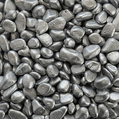 naninoa Marbles 7-15mm (Bunte Dekosteine, gerundete Farbsteine) 5 kg farbige Steine. Farbe: Silber