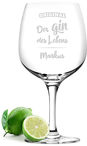 polar-effekt Verre à Gin Tonic avec motif personnalisé - 755 ml - Verre à cocktail avec nom au choix - Boisson d'été - Pour hommes et femmes - Inscription « Der Gin des Lebens »