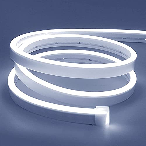 Lamomo LED Strip 2M, Weiße 12V Dimmbar Neon LED Streifen, Wasserdicht 6000K LED Lichtband, Led Leiste Silikon DIY Flexibel Lichtleiste mit Netzteil und Controller für Innen Küche Deko