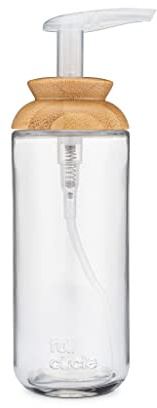 Full Circle Soap Opera Seifen- und Lotionspender aus recyceltem Glas, Bambusdeckel, 340 ml, transparent