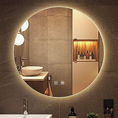 XNYXLPP LED-Badezimmerspiegel mit taktiler Unterbrechung, Anti-Buée-Funktion, 50 cm/60 cm/70 cm/80 cm, weißes Licht/helles Licht, HD-Beleuchtung (White Light 70cm/27.5in)
