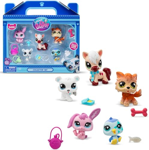 Littlest Pet Shop - Collector Set Thème Montagne Hiver 5 Animaux et Accessoires - Licence Officielle Pet Shop - Coffret Jouet Mini Figurines Animaux Mignons - Jouet Enfant 4 Ans et + BF00573