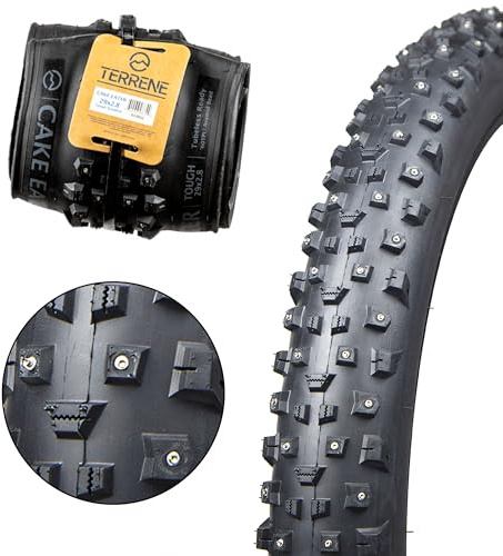 Fat Bike Tire by Terrene - Cake Eater Tough Studded 29X2.8 Inch Tubeless, Fast Rolling, All Season Winter Mountain Bike Tire - Lightweight Bicycle Accessories for Adult Bikes with 60 TPI