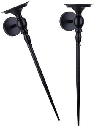 Set of 2 Elegant Large Wall Mounted Metal Candle Sconces for Home Decors Black Iron Hanging Candle Holder Candlestick