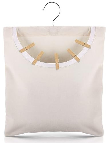 Hshenjhu Borsa per Mollette, 32 x 28 cm Porta Mollette Bucato con Gancio, Portatile Organizzativa Portamollette Da Bucato, per Camera da Letto, Bagno, per Mollette, Calzini, Biancheria Intima