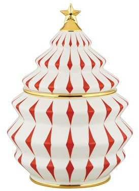 Alessi Delight Kexbehållare för julkakor, porslin, röd, vit och guld NZ02