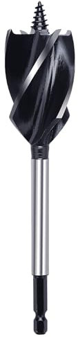 GRIXLEN 1 in x 6-1/2 in Auger Drill Bit, 1/4 in Hex Shank, 2 Flutes, High Speed Steel, Perfect for Woodworking & DIY Projects