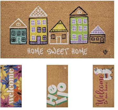 OLIVO.shop | FANTASY 13 - Zerbino ingresso cocco, Zerbino ingresso esterno casa, Tappeto cocco con scritte e stampe colorate, 40x80 cm (CITY)