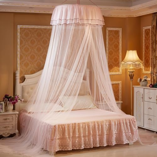 Voici et Voila Betthimmel für Mädchen - Moskitonetz für Doppelbett - Hängendes Moskitonetz, Prinzessin Dekoration, Beige
