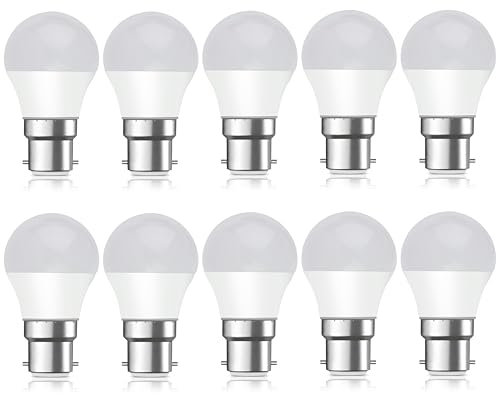 Bright Source Non-Dimmable Opal Frosted LED Golf Bulb, 4.8W, 806lm, B22 Bayonet, 3000K Warm White - Pack of 10 Bulbs