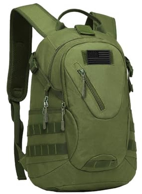 ArcEnCiel 15L Motorcycle Backpack Tactical Bag Rucksacks for Outdoor Camping Trekking Hunting with Patch(Green)