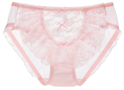 ZooChest Women's Sexy Lace Knickers Lolita Ruffle Lace Floral Panties for Women Soft Stretchy Seamless Sheer Bikini Briefs French Cute Bridal Lingerie Underwear M-XL