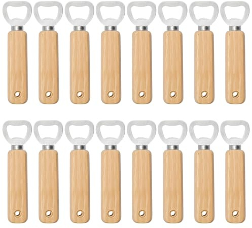 LN COZY CORNER 16 PCS Wooden Beer Bottle Openers, Handheld Engravable Bottle Opener Set for Bar, Home, Kitchen or Party Use