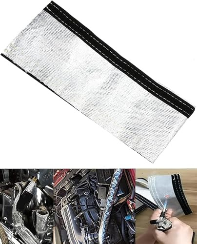 Automotive Heat Shield Sleeve, 1 x 3.3 Ft Aluminized Sleeving for Engine Bay, Exhaust Hose & Wiring | High Temp Wrap with Hook & Loop | Zip Ties Not Included