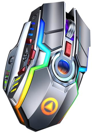 Didiseaon Souris de Rechargeable 7 Abs RGB Fil Jeu sans Touches pour Gaming | Transmission Silencieuse , Design Ergonomique , Batterie Grosse Capacité 2, 4 Ghz Câble USB Inclus