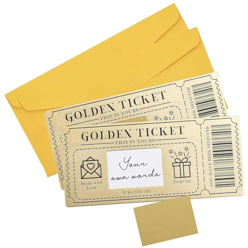 JUGUTA 2 Cupones Dorados Para Rellenar, Tarjeta De Rascar Para Personalizar, Regalo Personalizado En Un Sobre Brillante, Tarjeta De Cumpleaños, Regalo Para Novia, Cupón Sorpresa