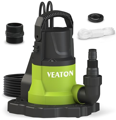VEATON Automatic Submersible Water Pump, 750W 13000L/H Portable Water Removal Pump with Base, Check Valve Adapter for Swimming Pool, Hot Tub, Boat Covers, Water Beds, Rooftop, Shallow Pit Water
