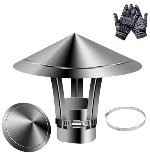 Chapeau De Cheminée,tubage cheminée Couvercle de Vent for Toit 150mm 180mm 100mm 60mm Capot Conduit De Fumée Pare Pluie INOX,Anti-Pluie Et Neige,pour Fumisterie Poele(160 mm(6.3 in))