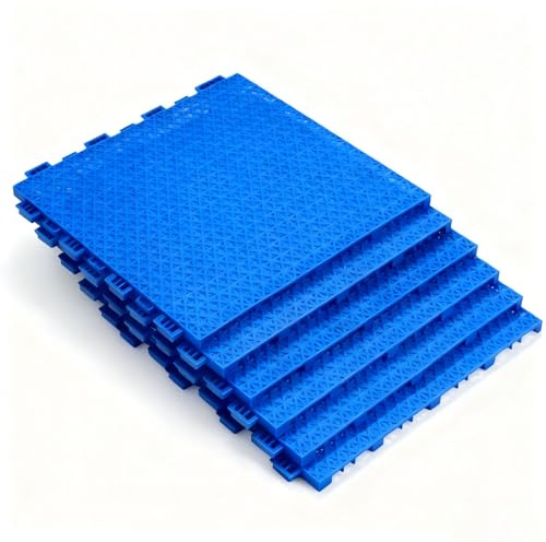 Lot de 6 Carreaux Sol Emboîtement Drainage Résistant à L'usure Caillebotis Douche PVC Dalles Amortissantes Salle Bain et Balcon