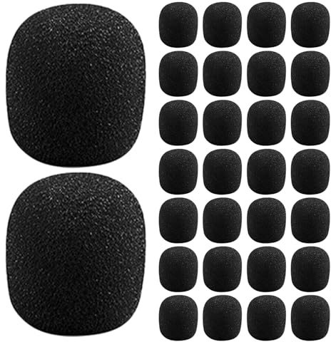 PRETYZOOM 200pcs Microphone Windproof Cover Black Small Lapel Mic Sponge Filter for Headset Microphone Windscreen Protection Use in Studio Recording