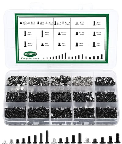 1000 Pcs M2 M2.5 M3 Screws Set, Computer Screws, Flat Head Phillips Screwsset, for Notebook Case Fan Electrical Electronic Repair Hard Disk Drive Mounting Laptop Screwsset