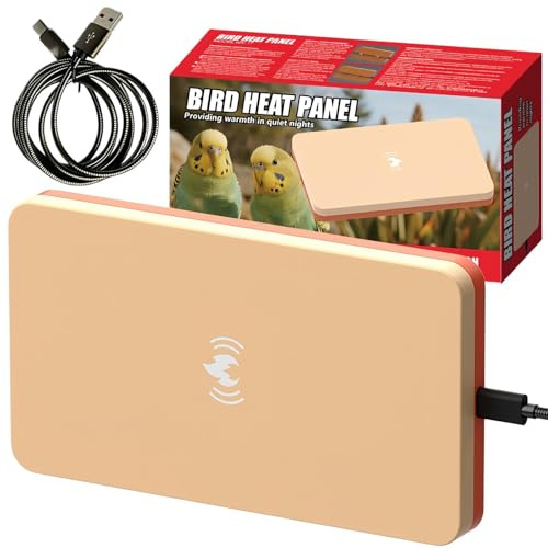 Vogelkäfig-Heizung, 18 x 10 cm, USB-Stecker, 5 W, leiser -Heizkörper mit 1,5 m Kabel, für Sittiche, Finken, Lovebird, Verbrennungsschutz, Bad, Winter, Outdoor, Lebensraum
