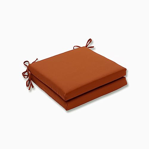 Pillow Perfect Juego de Cojines de Asiento de cinabrio sólido, Naranja, 20 Pulgadas de Largo x 20 Pulgadas de Ancho x 3 Pulgadas de Profundidad