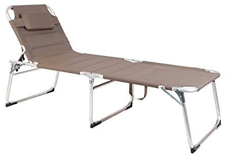 XXL Sonnenliege Dreibeinliege Gartenliege Taupe gepolstert