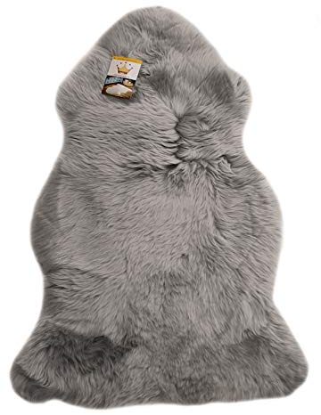 Reissner Lammfelle | Finn DF-95-SIL | Echtes Merino Schaffell | Naturform | hoch-/langflorig | Dekofell Couchauflage Bettvorleger Teppich | Silber 95cm