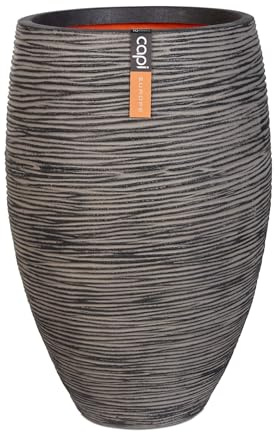 Capi Europe - Gefäß elegant Deluxe Rib NL - 55x85 - Anthrazit - Blumentopf für den Innen- und Außeneinsatz - Übertopf - Pflanztopf - Pflanzgefäß - Kunststoff - KOFZ1132