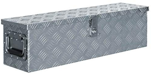 Tidyard Transportbox Abschließbar Alubox Wasserdicht Alukoffer Werkzeugbox Aluminium Metallbox Werkzeugkasten Werkzeugkoffer Werkzeugkiste Deichselbox Staukasten, 80,5×22×22 cm Silbern